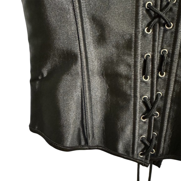 Bonitaz Black Satin Underbust Corset | Lace Up Back | Gothic Size XL - Picture 3 of 8